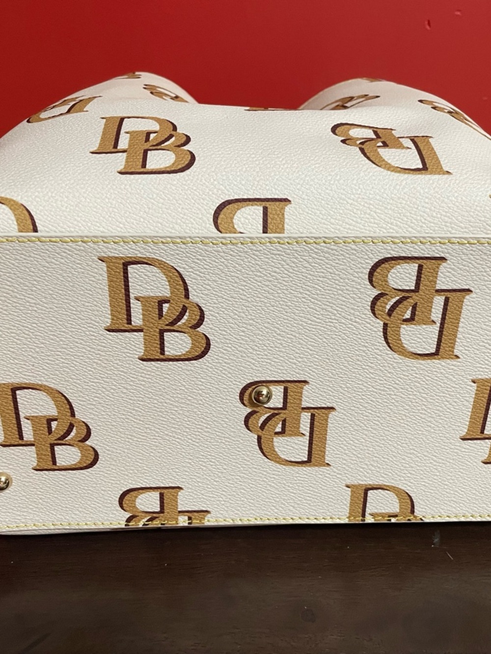 Dooney & Bourke Cream Tote with Tan DB Logo and Trim - Picture 7 of 7